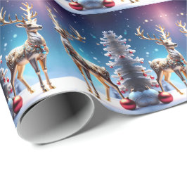 トナカイのジュエル クリスマス ホリデー ギフト包装紙 ラッピングペーパー
