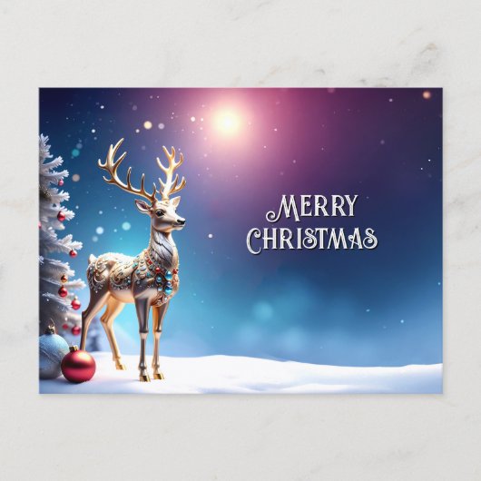 トナカイのジュエル クリスマス ホリデー ポストカード (正面)
