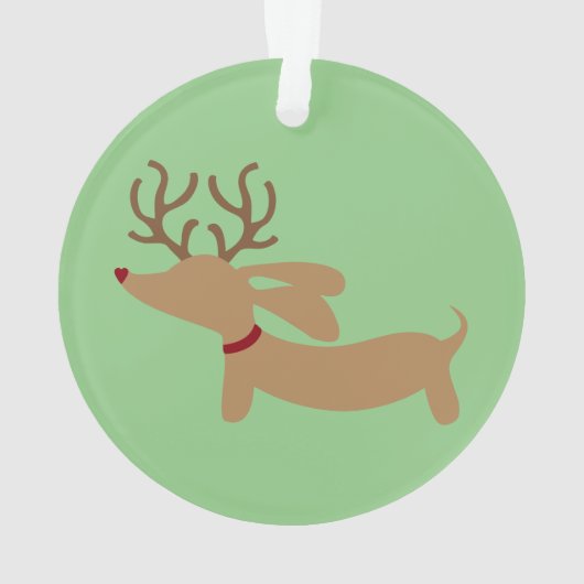 トナカイのダックスフントのクリスマスツリーのオーナメント オーナメント (裏面)