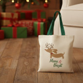 トナカイのダックスフントのメリーで及び明るいクリスマスのトート トートバッグ