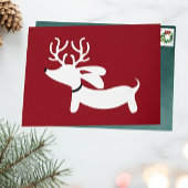 トナカイのダックスフントの休日の挨拶状Doxie シーズンカード