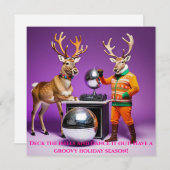 トナカイのダンスパーティー ホリデーカード (正面/裏面)