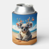 トナカイのツノと飾りをつけたビーチのコアラ 缶クーラー (缶正面)