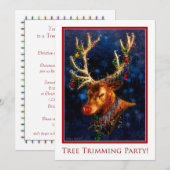 トナカイのツリー飾りパーティー　カスタム招待状 招待状 (正面/裏面)