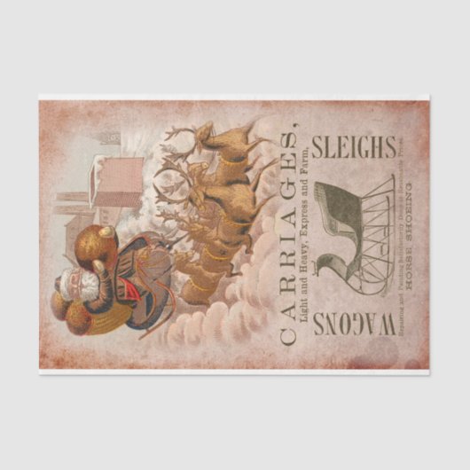 トナカイのデカップクリスマス・サンタとソリ 薄葉紙 (正面)