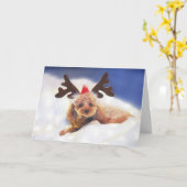 トナカイのトレーニングホリデーカード カード (黄色い花)