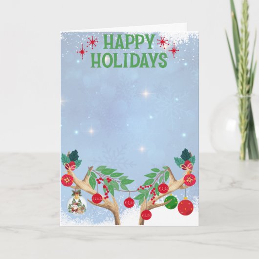 トナカイのハッピーホリデー シーズンカード (正面)