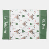 トナカイのパタパーソナライズされたーン キッチンタオル (横)