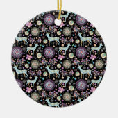 トナカイのパターナクリスマス セラミックオーナメント (正面)