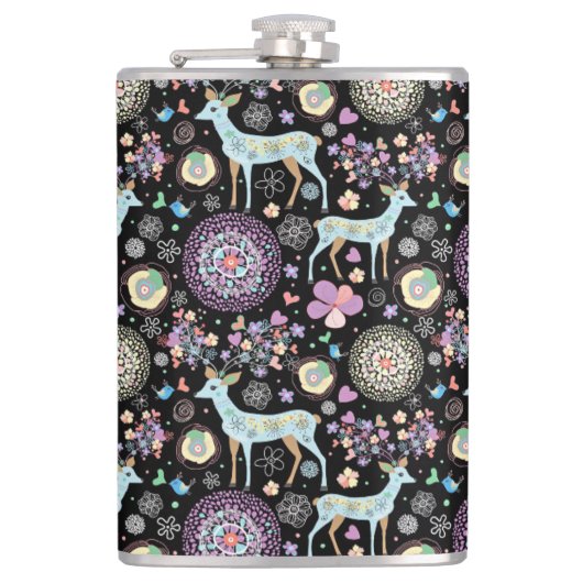 トナカイのパターナクリスマス フラスク (正面)