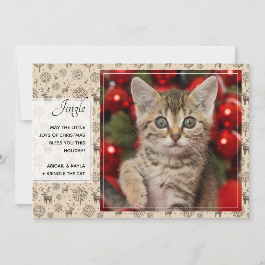 トナカイのパターンとスクリプトタイポグラフィカスタムの色 シーズンカード (正面)