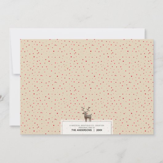 トナカイのパターンとスクリプトタイポグラフィカスタムの色 シーズンカード (裏面)