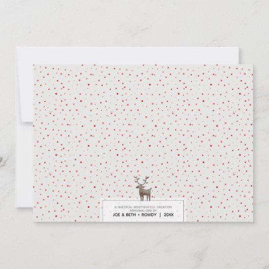 トナカイのパターンとスクリプトタイポグラフィカスタムの色 シーズンカード (裏面)
