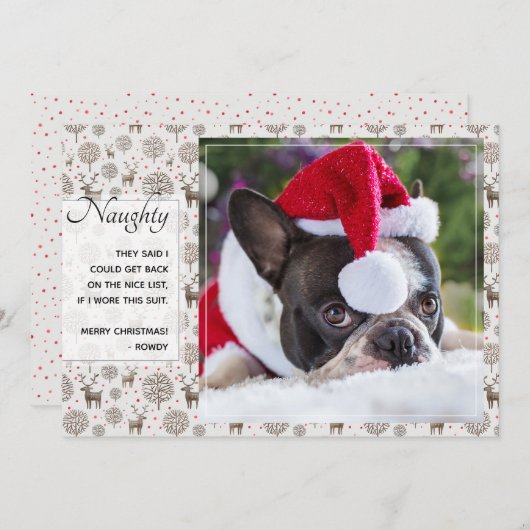 トナカイのパターンとスクリプトタイポグラフィカスタムの色 シーズンカード (正面/裏面)