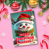 トナカイのパーソナライズされたクリスマスキッズ写真 シーズンカード