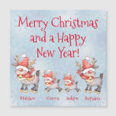 トナカイのパーソナライズ家族メリークリスマスマグネット (正面)