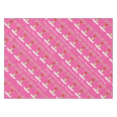 トナカイのピンクのクリスマスの名前入りな姓 テーブルクロス (正面(横))