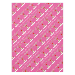 トナカイのピンクのクリスマスの名前入りな姓 テーブルクロス