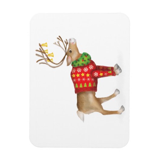 トナカイのフェスティバルクリスマスジャンパー磁石 マグネット (縦)