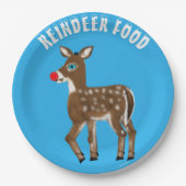 トナカイのフードブルー目トナカイ ペーパープレート (正面)