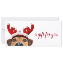 トナカイのヘッドバンドかわいいおもしろい犬クリスマスギフトカード