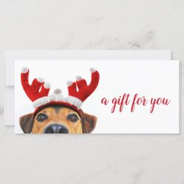 トナカイのヘッドバンドかわいいおもしろい犬クリスマスギフトカード