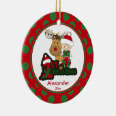 トナカイのベビーの初めてのクリスマスのオーナメント セラミックオーナメント (右)