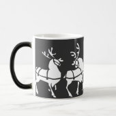 トナカイのマグのコーヒーカップのお祝いの青いクリスマスのコップ モーフィングマグカップ (左)