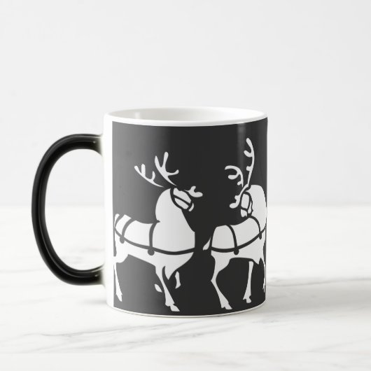 トナカイのマグのコーヒーカップのお祝いの青いクリスマスのコップ モーフィングマグカップ (左)