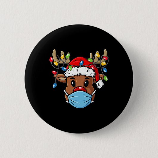 トナカイのメリークリスマスおもしろいクリスマス 缶バッジ (正面)