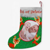 トナカイのメリークリスマスかわいい愛らしい写真名 スモールクリスマスストッキング (裏面)