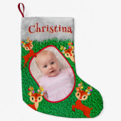 トナカイのメリークリスマスかわいい愛らしい写真名 スモールクリスマスストッキング (正面)