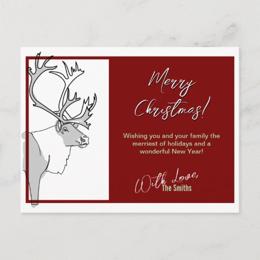 トナカイのメリークリスマスカスタマイズ可能 シーズンポストカード (正面)