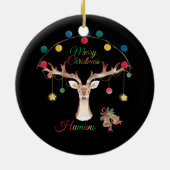 トナカイのメリークリスマススタイリッシュ セラミックオーナメント (裏面)