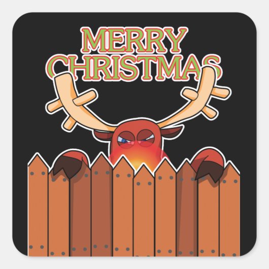 トナカイのメリークリスマスステッカー スクエアシール (正面)
