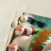 トナカイのメリークリスマスパーソナライズされたキッズ ビーチタオル (インサイチュ)