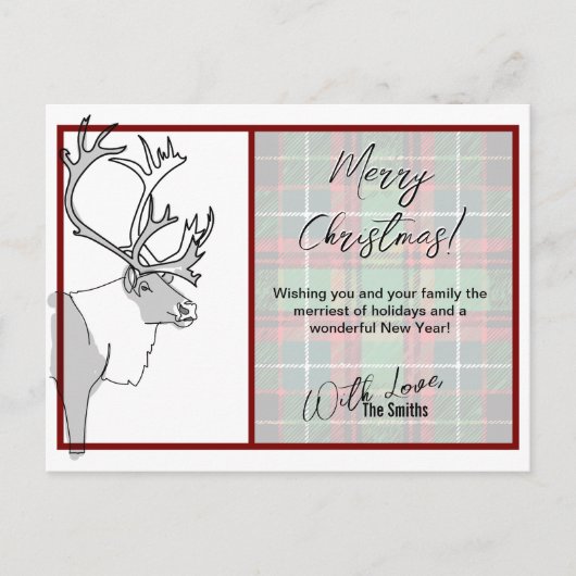 トナカイのメリークリスマスプレッドカスタマイズ シーズンポストカード (正面)