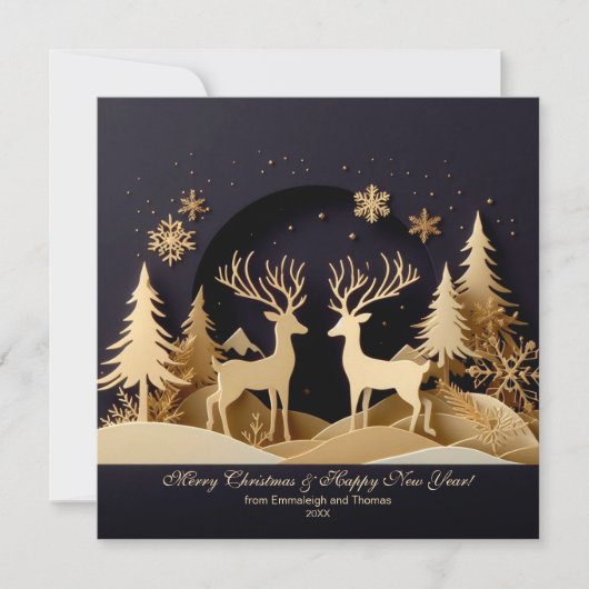 トナカイのメリークリスマスペアの写真 シーズンカード (正面)