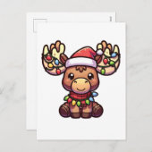 トナカイのメリークリスマス冬の動物ムース シーズンポストカード (正面/裏面)