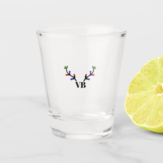 トナカイのメリークリスマス追加の名前文字名のタイトル ショットグラス (正面)