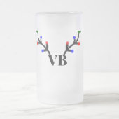 トナカイのメリークリスマス追加の名前文字名のタイトル フロストグラスビールジョッキ (中央)