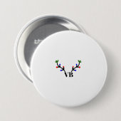 トナカイのメリークリスマス追加の名前文字名のタイトル 缶バッジ (正面&裏面)