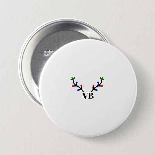 トナカイのメリークリスマス追加の名前文字名のタイトル 缶バッジ (正面&裏面)