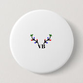 トナカイのメリークリスマス追加の名前文字名のタイトル 缶バッジ (正面)