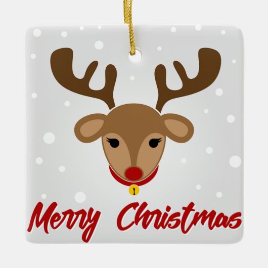 トナカイのメリークリスマス セラミックオーナメント (正面)