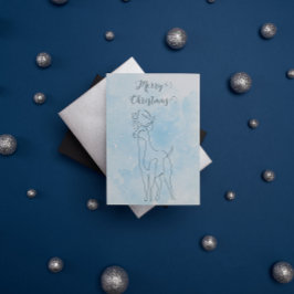 トナカイのライトブルーが並ぶ冬のクリスマス シーズンポストカード