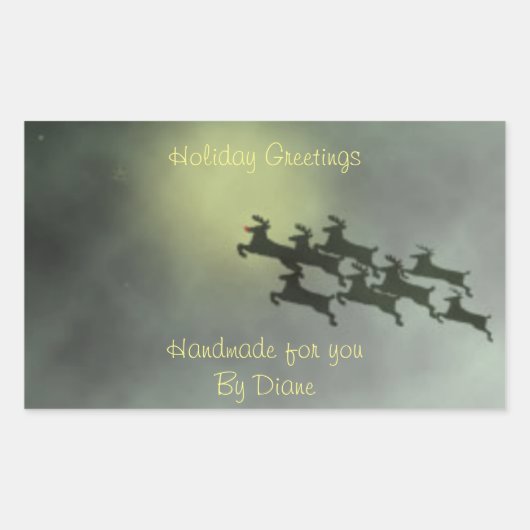 トナカイのラベル 長方形シール (正面)