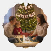 トナカイのリボン クリスマス ホリデー オーナメントカード (裏面)