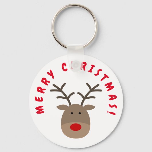トナカイのルドルフとメリークリスマスのキーチェーン キーホルダー (正面)