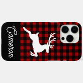 トナカイのレッド&ブラック プラッド 名入れ Case-Mate iPhoneケース (裏面 (横))